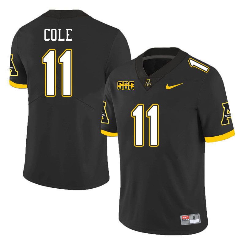 Men #11 Avarion Cole Appalachian State Mountaineers College Football Jerseys Stitched-Black